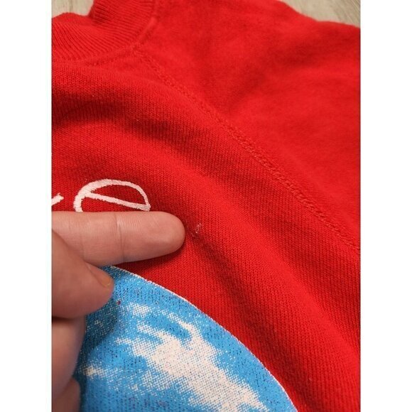 Vintage 1980s Peace on Earth Sweatshirt Nature Free Spirit Red Mens Medium - Picture 5 of 7